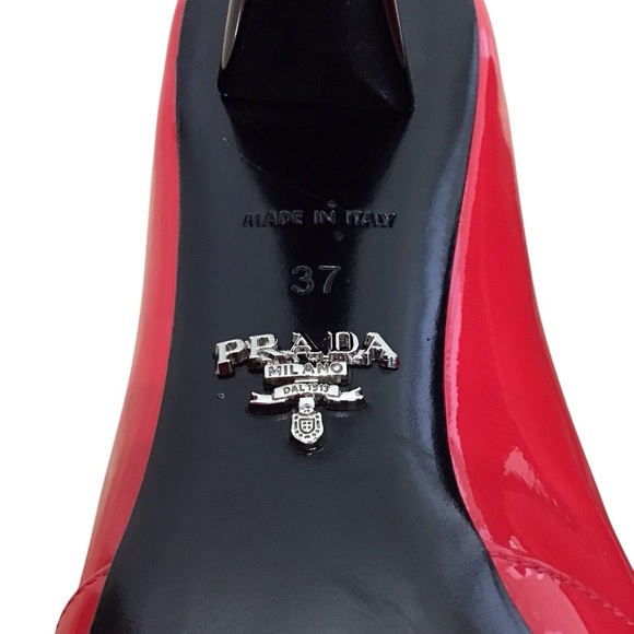 Prada Red Patent Leather Heels Red Bows (37) - Picture 14 of 15